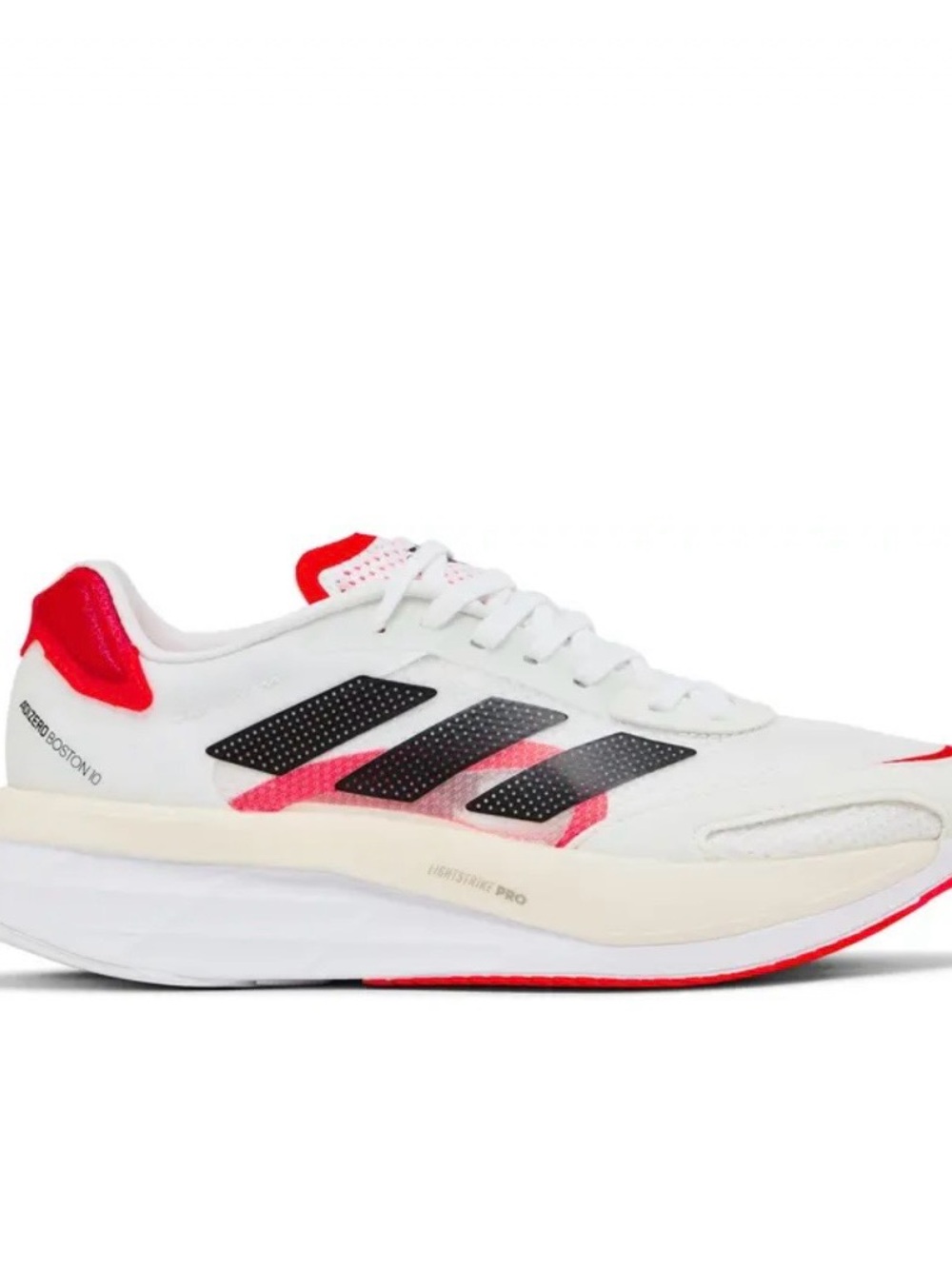 Adidas Adizero Boston 10 Women’s Size 8 White Black Solar Red Running Shoes
